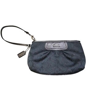 Coach - Iridescent Blue/Gray Coach Bag with Signature Pattern Wristlet